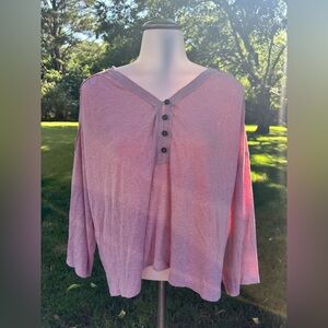 True Craft Light Pink Boxy 3/4 Sleeve Blouse